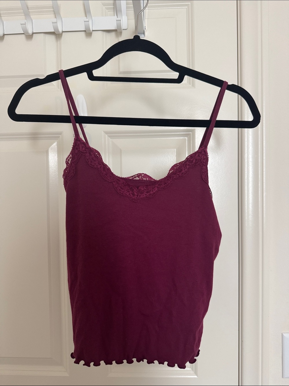 Old Navy Burgundy Lace-Trim Ribbed Cami